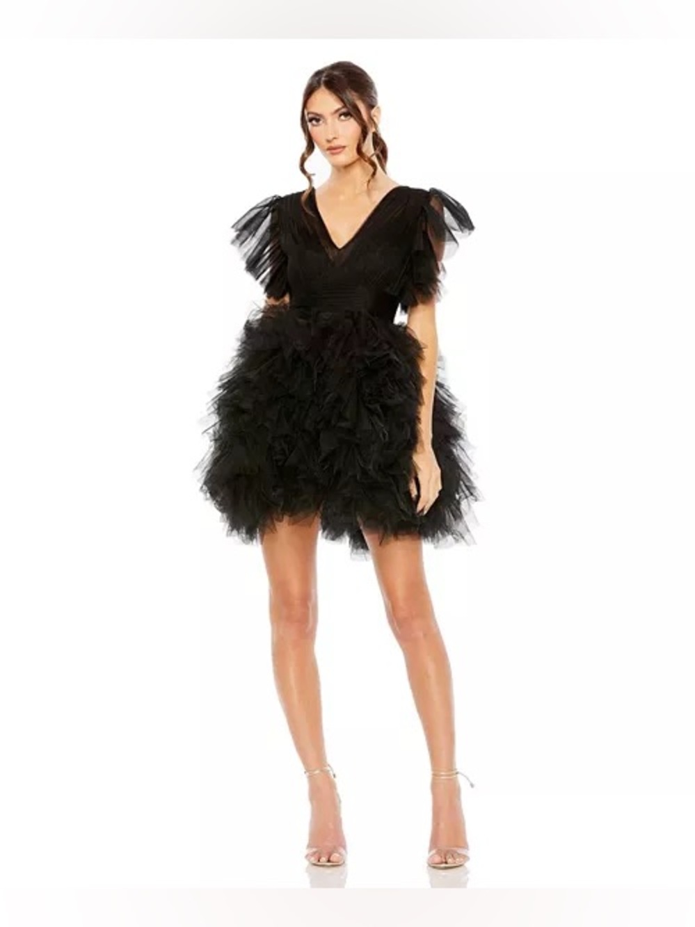 Mac Duggal
Women's Flutter Ruffle Sleeve Tiered Dress